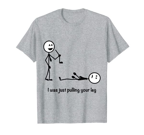 

i was just pulling your leg stick figure stick man printed t-shirt, White;black