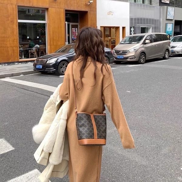 

design s new arc bucket leather women's bag printed messenger shoulder bag