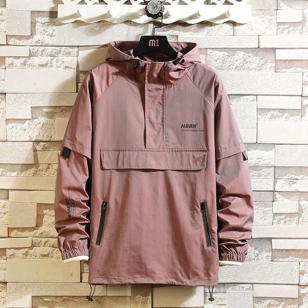 

hip hop bomber jacket men zipper spring 2021 casual solid hooded jackets men's slim fit outwear, Black;brown
