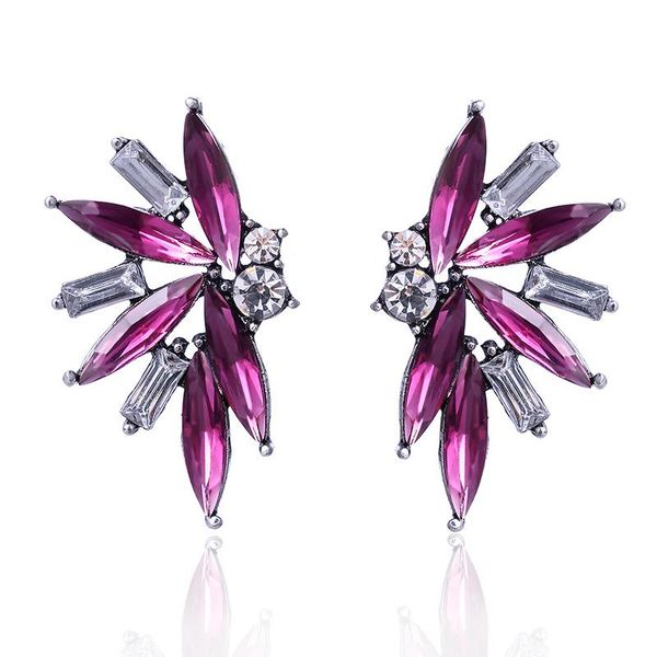 

stud 1 pair colorful crystal opal stone angle earrings rhinestone decoration piercing women jewelry, Golden;silver