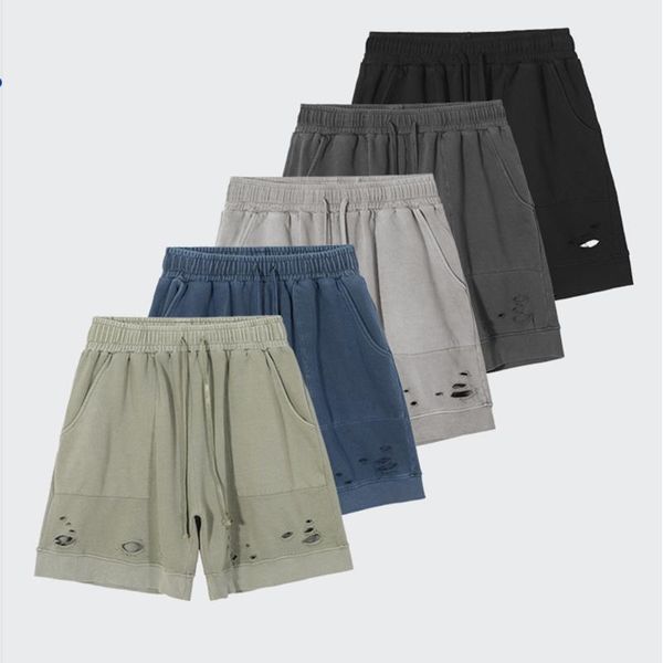 

men's shorts harajuku 5 colors hole oversize joggers terry mens high street loose casual summer hip hop baggy knee lenght pants, White;black