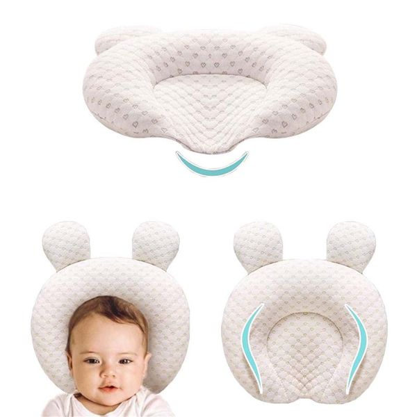 

pillow latex baby shaping with ears born anti-roll flat head prevention cushion infant soft neck support pillows