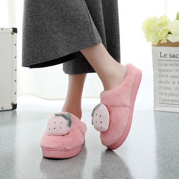 

winter women fluffy furry plush indoor house slippers ladies fur slides female flat casual sandals home shoes fruits sandels, Black