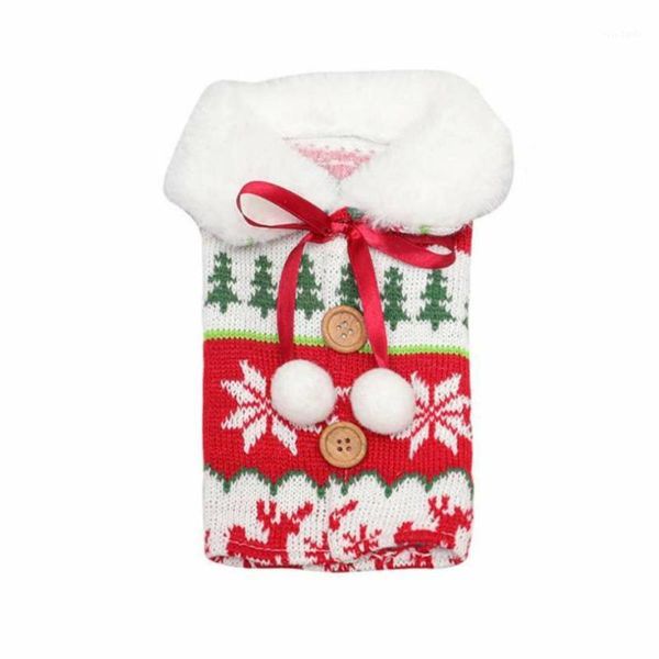 

christmas decorations knitted sweater red wine bottle set covers tree snowflake beer decoration