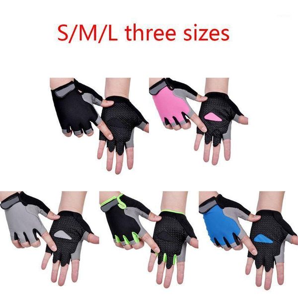 

silicone cycling gloves mtb road riding anti-slip anti-sweat half finger1, Black