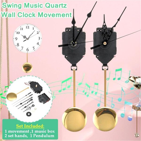 

diy hourly time swing movement quartz pendulum trigger clock chime music box kit with 2 pairs of hands and pendulum
