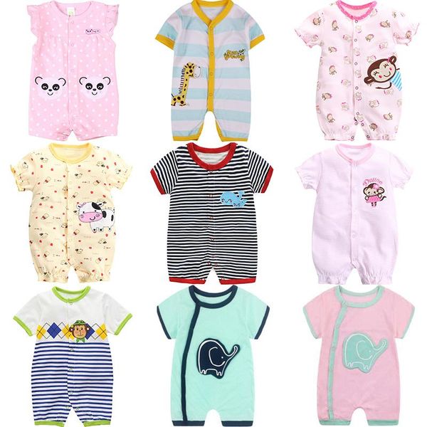 

jumpsuits 2021 summer girl clothes born cartoon short-sleeved boxer jumpsuit 0-24 months cute baby boy romper, Blue