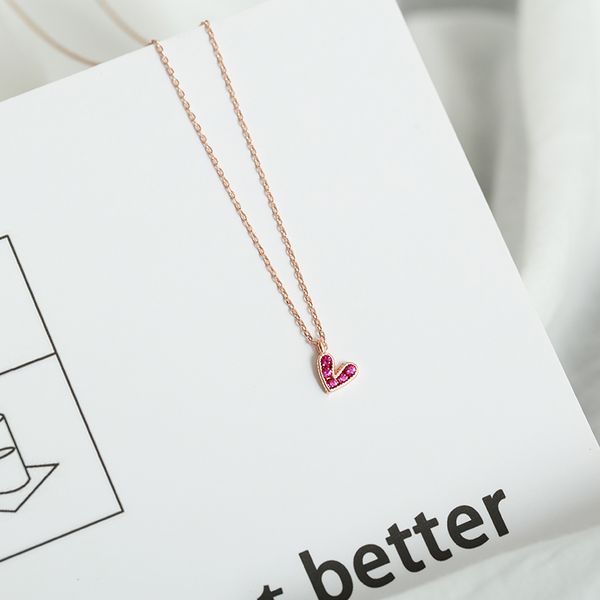 

heart-shaped rose gold necklace female tide clavicle necklace web celebrity contracted temperament of clavicle chain silver chain