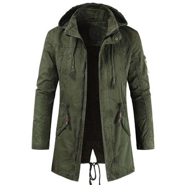 

school overjas 2020 winter new men european american military travel casual down jacket trench long jas parka, Black