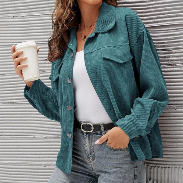 

women's jackets 3xl plus size corduroy jacket women long sleeve coat fashion casual loose cardigan autumn winter ladies clothes solid, Black;brown