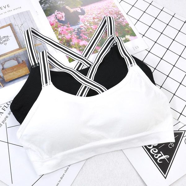 

gym clothing yoga fitness crop sports bra women running jogging push up high elastic cotton solid, White;black