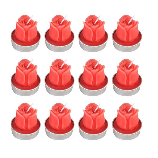 

12pcs romantic rose shape candle marriage proposal confession paraffin light