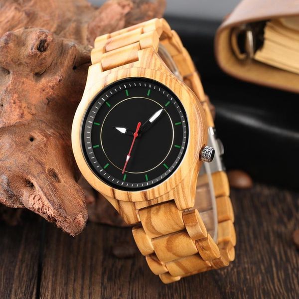 

wristwatches full wooden watches for men fashion red pointer green scale round dial clock male adjustable band relogio masculino, Slivery;brown