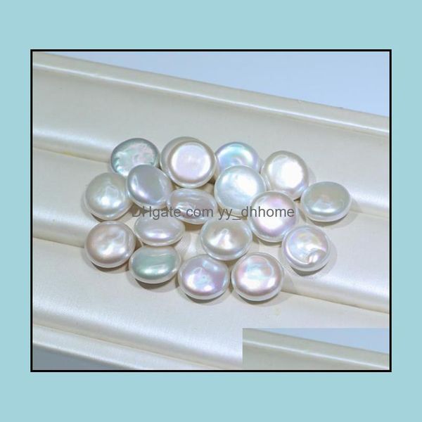 

pearl loose beads jewelry 12mm holeless coin shape natural freshwater particles womens gift drop delivery 2021 plefj, White
