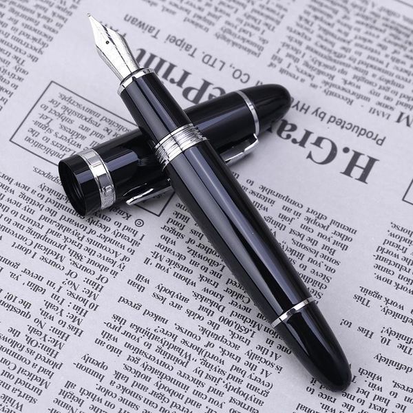 

est jinhao 159 fountain pen black and silver m nib thick pens