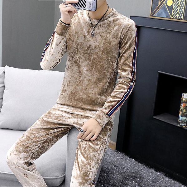 

men's tracksuits brand retro 2 piece suit autumn long sleeve tshirt pants men streetwear social casual male clothing sports, Gray