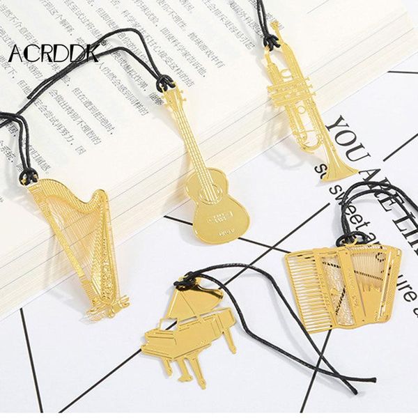 

bookmark mini hollow metal musical instrument with silky tassels stationery gift for readers df