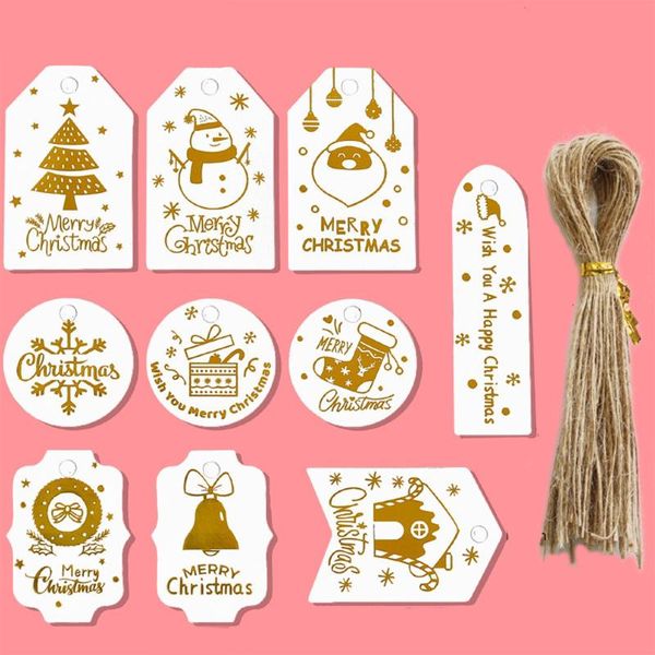 

jewelry pouches, bags 50/100/200pcs merry christmas tags labels for gift hang tag packing decoration diy bag crafts party supplies, Pink;blue