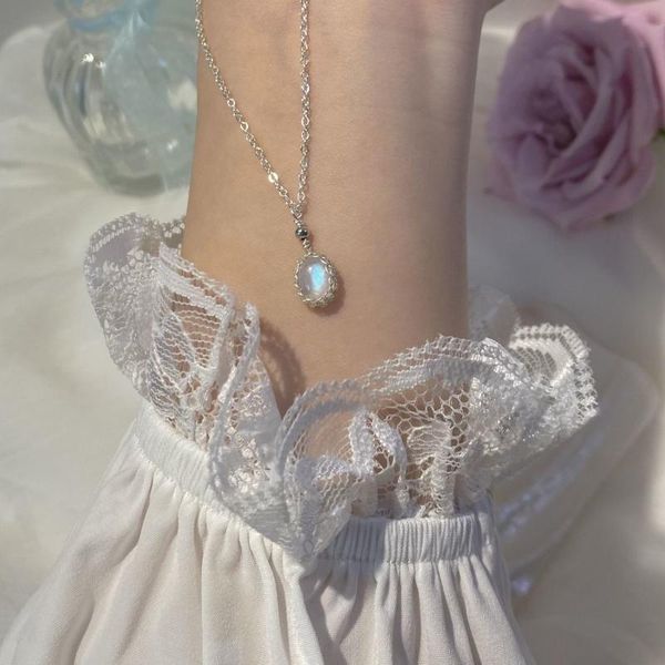 

chains moonlight stone necklace female ins niche design feeling wind collarbone chain temperament contracted joker to send his girlfrie, Silver