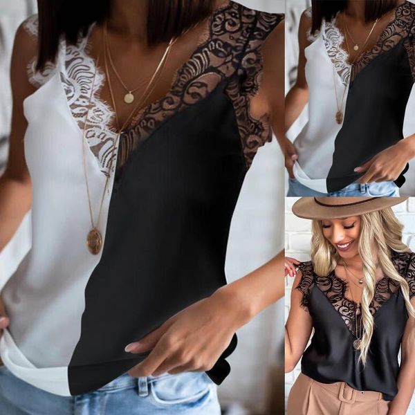 

women's tanks & camis 2021 summer women lace vest sleeveless loose crop tank blouse t-shirt harajuku korean female, White
