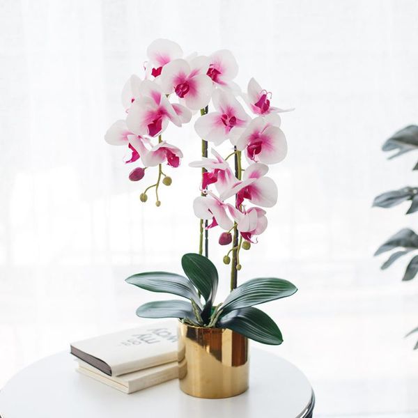 

artificial flowers with ceramic vase silk orchids flower arrangements for dining room fake flower bouquet for home decor