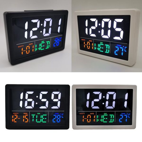 

1pc electronic tabledigital alarm clock time temp calendar humidity bedside clock office home decoration