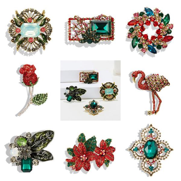 

pins, brooches fashion jewelry vintage colorful austrian crystals rhinestone brooch pins elegant flower wedding accessories, Gray