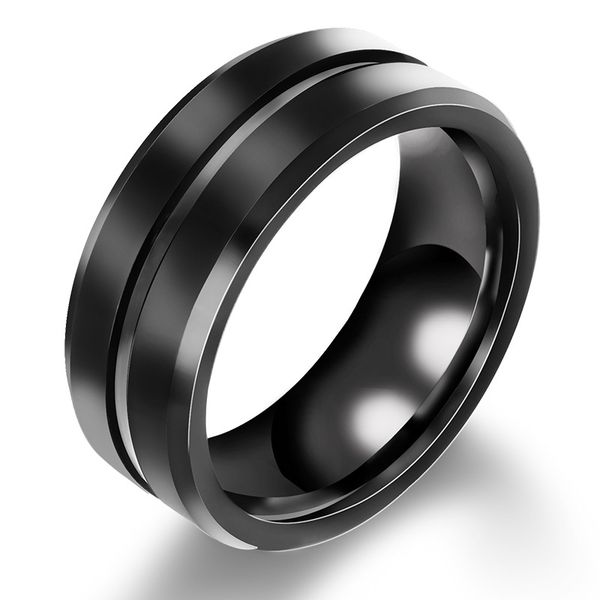 

man ring male tyrants jewelry 8mm titanium steel groove ring, Silver