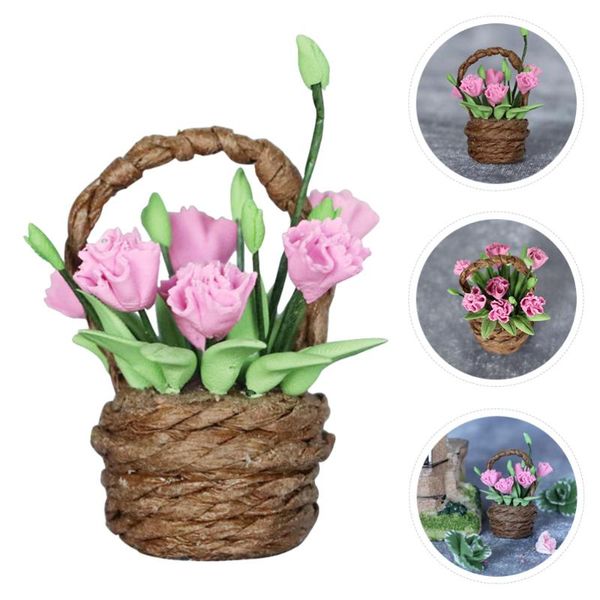 

vases 1pc mini flower basket decor miniature craft diy outdoor garden scene