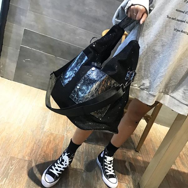

totes iridescent paillette handbag lady casual multi-pockets diaper messenger bag female big size shoulder