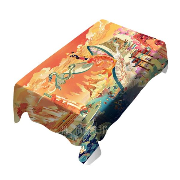 

table cloth liuzhou landscape classical illustration antique style tablecloth indoor and outdoor art decoration