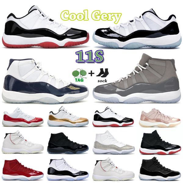 

sandals with box cool gery high 11s 2022 low 11 men basketball shoes jubilee 25th anniversary concord 45 snake navy legend blue space jam br, Black