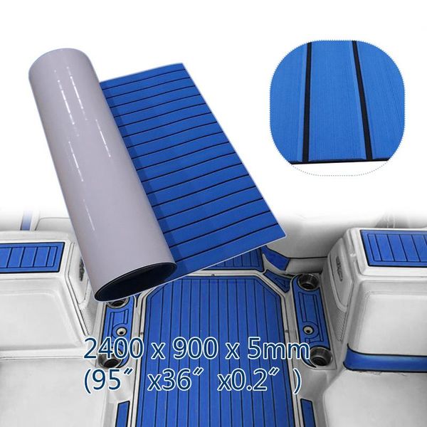 

self adhesive eva foam marine flooring boat yacht synthetic teak decking floor blue with black lines boat