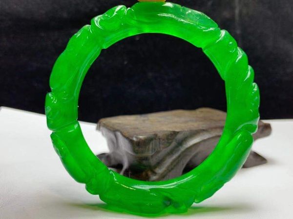 

100% natural myanmar emerald green jade bangles hand carved flower jadeite bracelets jade bangles jade jewelry, Red;blue
