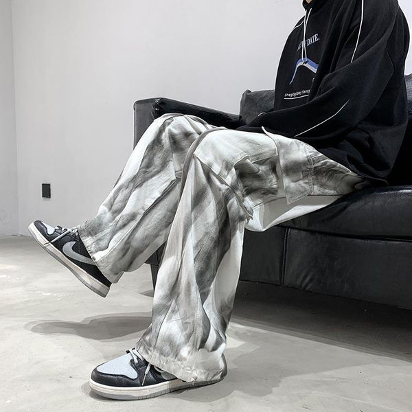 

men's pants shengpalae jeans escuro feminina, nova moda primavera 2021 com cintura alta e pernas largas esqueleto, Black