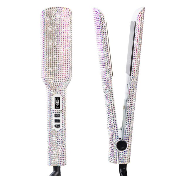 

2 inches hair straightener blingbling flat iron nano-titanium mch instant heat-up straightening iron curler hair styling tools, Black