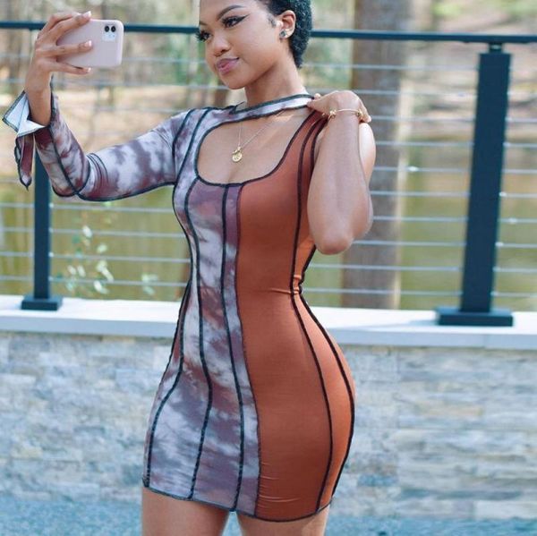 

casual dresses 2021 elegant women's single sleeve contrast stitching dress sleeveless strapless hollow waist party temperament, Black;gray