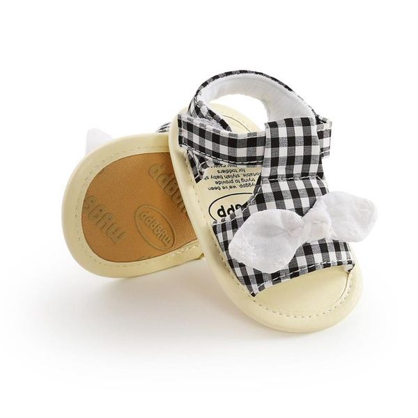 

first walkers 2021 summer baby girls bow plaid breathable anti-slip shoes toddler soft soled 0-18m