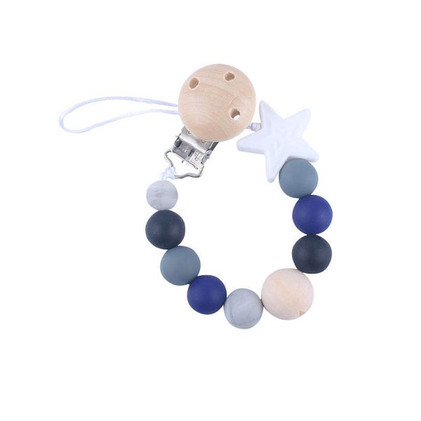 

baby pacifier chain holders clips weaning teething silicone beads natural wooden infant feeding newborn teeth practice toys crochet kids che