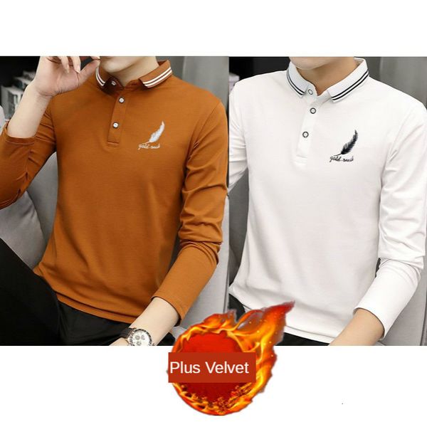 

2021 new camisa polo manga longa engrossada l masculina tamanho e lapela s camiseta de estudante jnior roupas masculinas irw1, Black;white