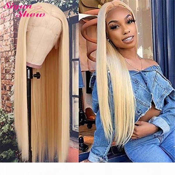 

siyun show 613 lace front wig honey blonde peruvian straight wig 613 remy glueless full lace front human hair wigs for women, Black;brown