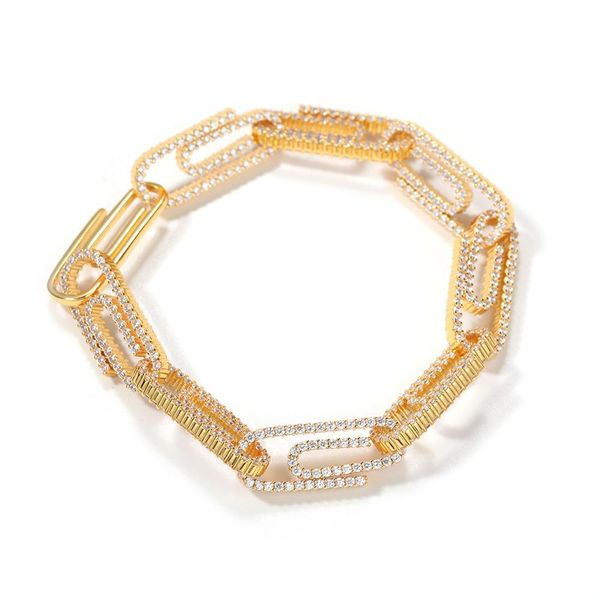

the bling king new style 10.5mm paper clip bracelet copper chain zircon charms punk jewelry wholesale y1218, Black