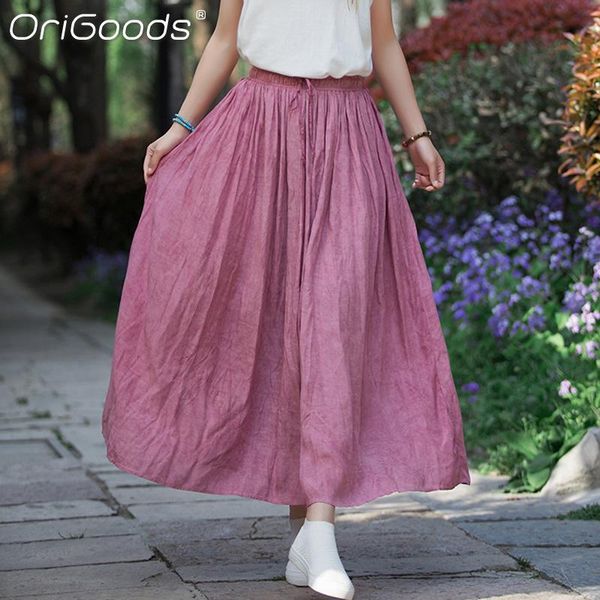 

skirts origoods summer 2021 skirt women harajuku plus size long high-waisted kawaii korean fashion jupe femme b315, Black