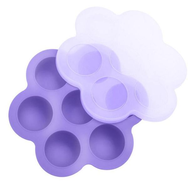 Bottiglie di stoccaggio Barattoli 7 fori Scatola per integratori per bambini in silicone per uso alimentare Bambini creativi Vassoio per ghiaccio da dessert Piatti multifunzione