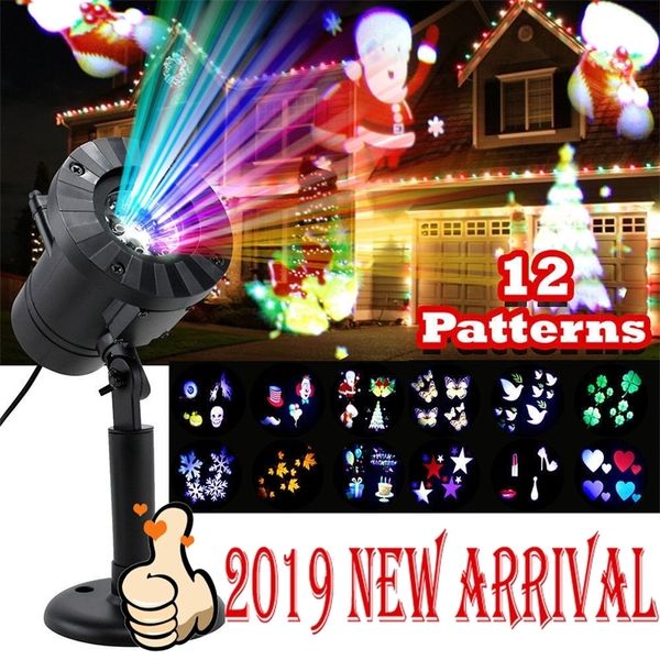 12 Desenler Cadılar Bayramı Noel Açık Su Geçirmez LED Lazer Projektör Kar Tanesi DJ Disko Işık Ev Dekorasyon Y201015 Için