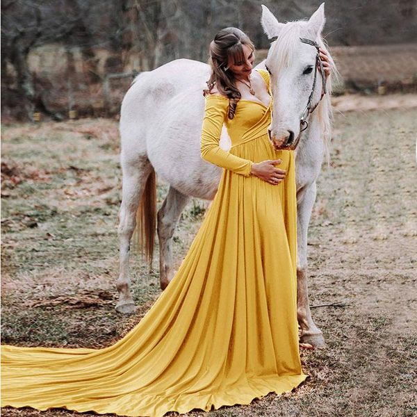 

maternity dresses long tail for po shoot pography props maxi pregnant women clothes pregnancy dress, White