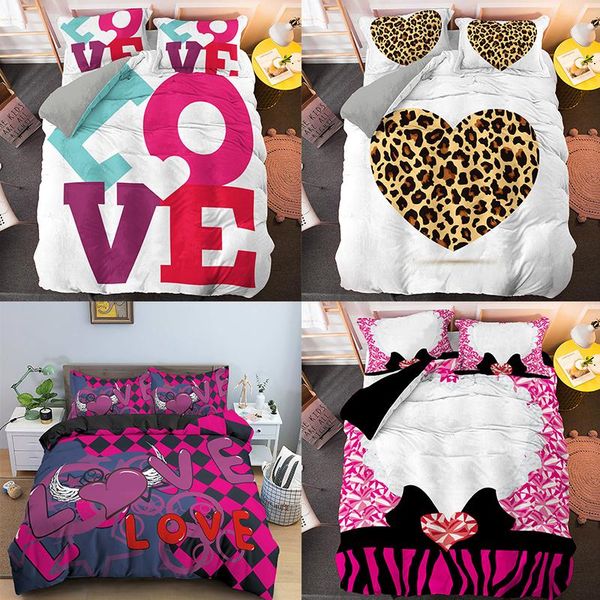 

bedding sets drop 3d love heart pattern printed duvet cover set polyester quilt king  size pillowcase