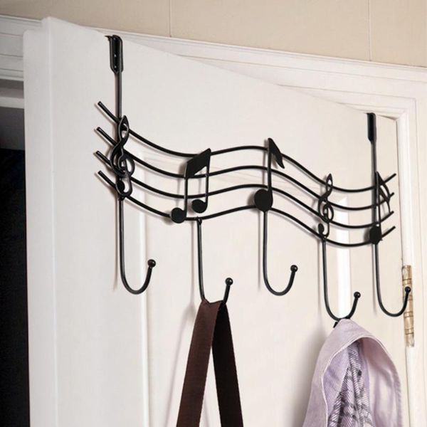 

hooks & rails wavy 5 wall mounted rack hanger hook musical note style space-saving wrought iron clothes supplies for dorm home