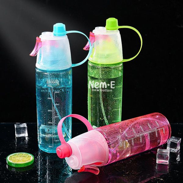 

water bottle outdoor climbing cycling running portable sports with straw cool drinks spray cup convenient