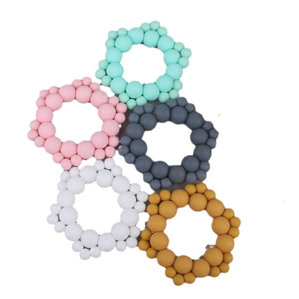 

baby pacifiers silicone teething beads infant feeding newborn teeth practice toys ring accessories food grade soother b8385